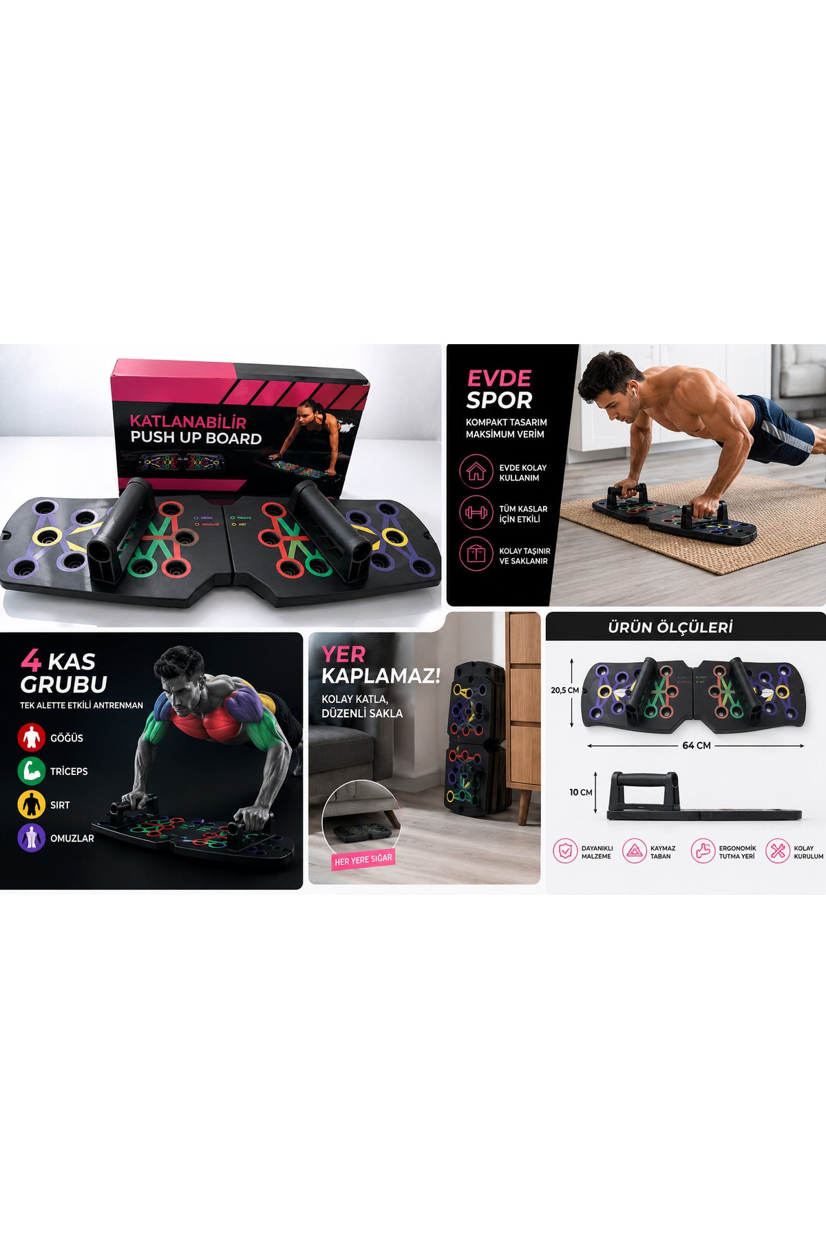 ArmoFit™ ÇOK FONKSİYONLU KATLANABİLİR ŞINAV TAHTASI (2 TANE EKSTRA HEDİYELİ)